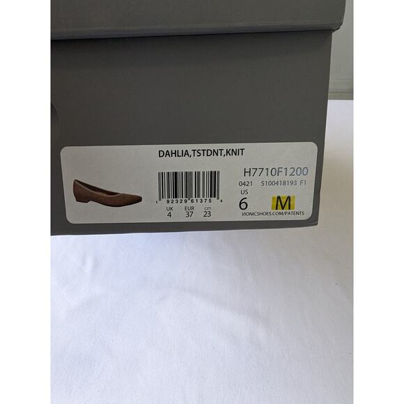 Vionic Dahlia Ballet Skimmer Flat Toasted Nut Knit Shoes Size 6 Pointy Toe - Picture 9 of 10